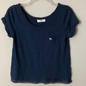 A&F Navy Blue Short Sleeve Top